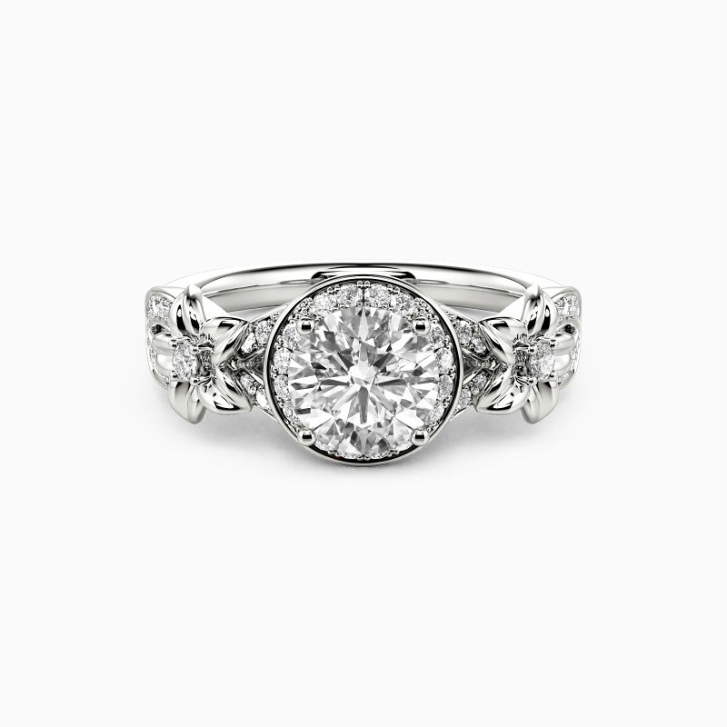 "The Floral Myth" Round Cut Halo Engagement Ring