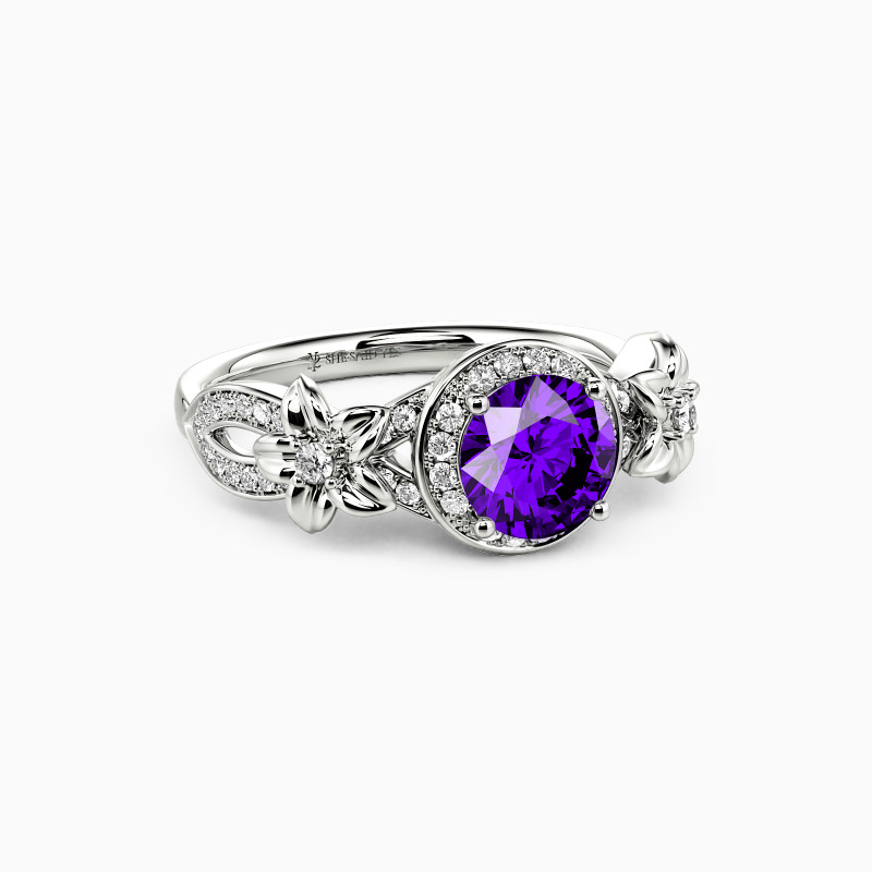 "The Floral Myth" Round Cut Halo Engagement Ring