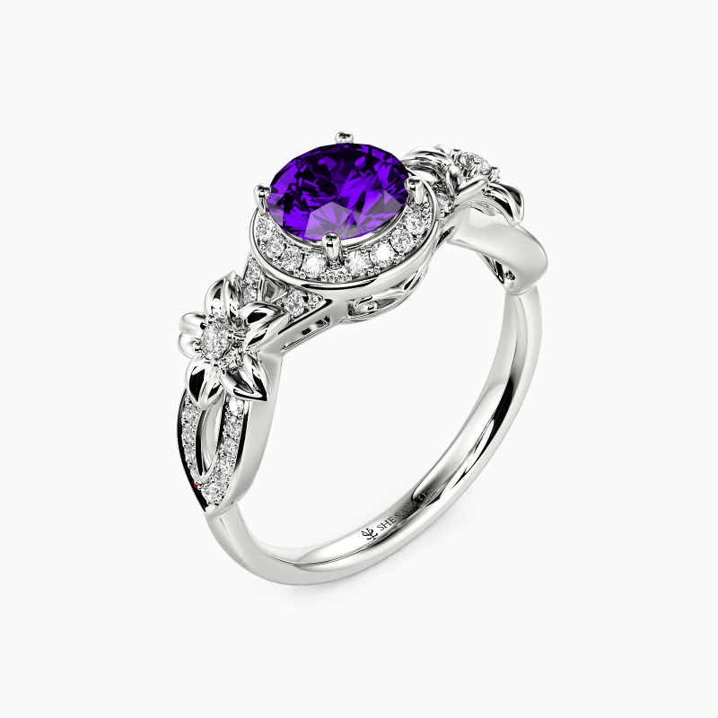 "The Floral Myth" Round Cut Halo Engagement Ring