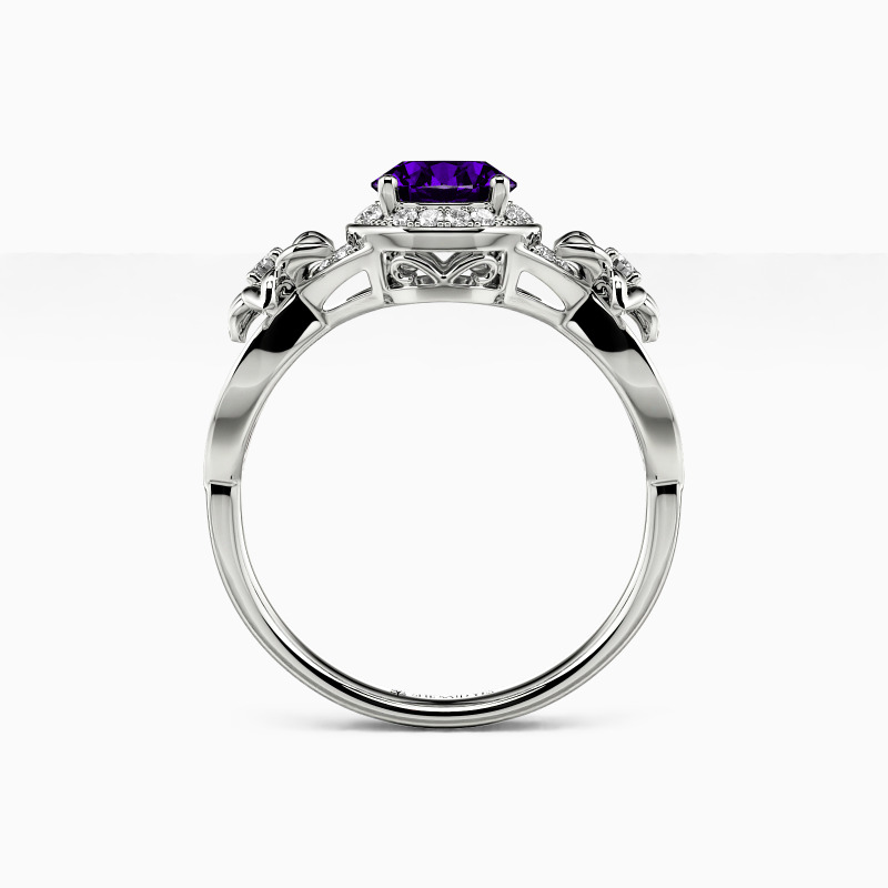 "The Floral Myth" Round Cut Halo Engagement Ring