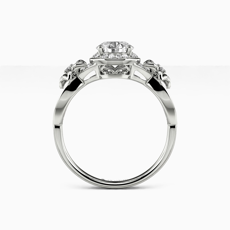 "The Floral Myth" Round Cut Halo Engagement Ring