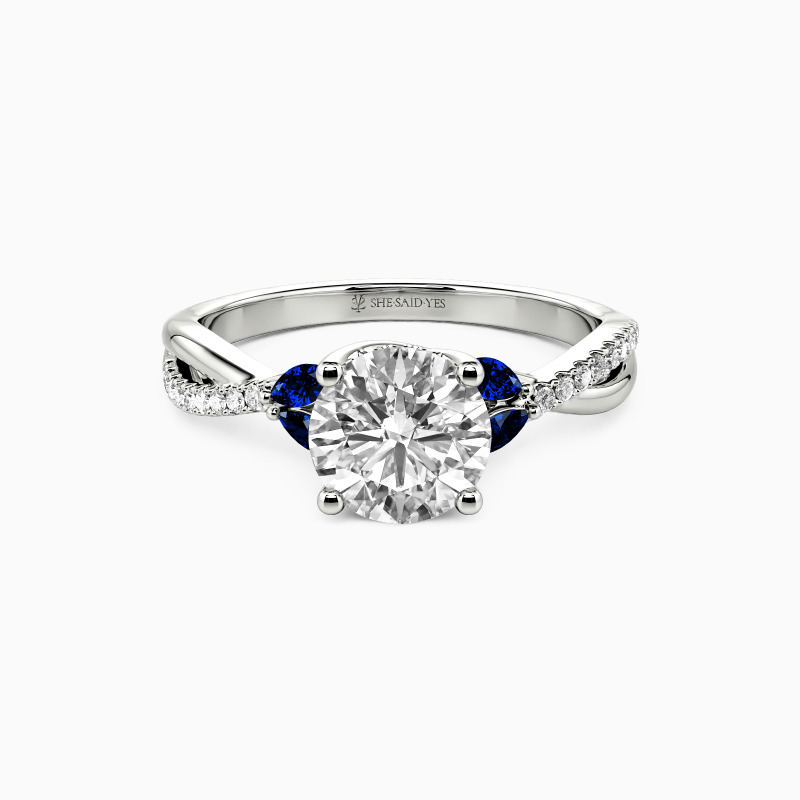 "The Promise of Soulmate" Round Cut Side Stone Engagement Ring