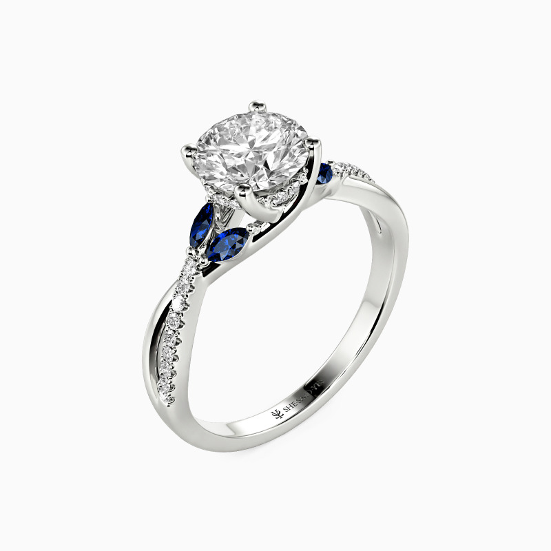 "The Promise of Soulmate" Round Cut Side Stone Engagement Ring