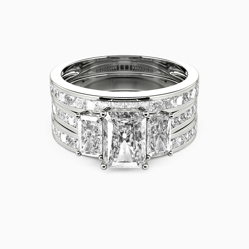 "Happy Beginning" Radiant Cut 3pcs Bridal Set