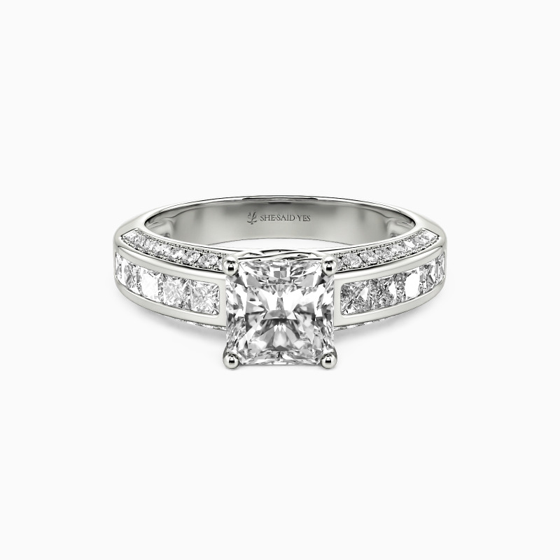 "Tune Of Love" Radiant Cut Side Stone Engagement Ring