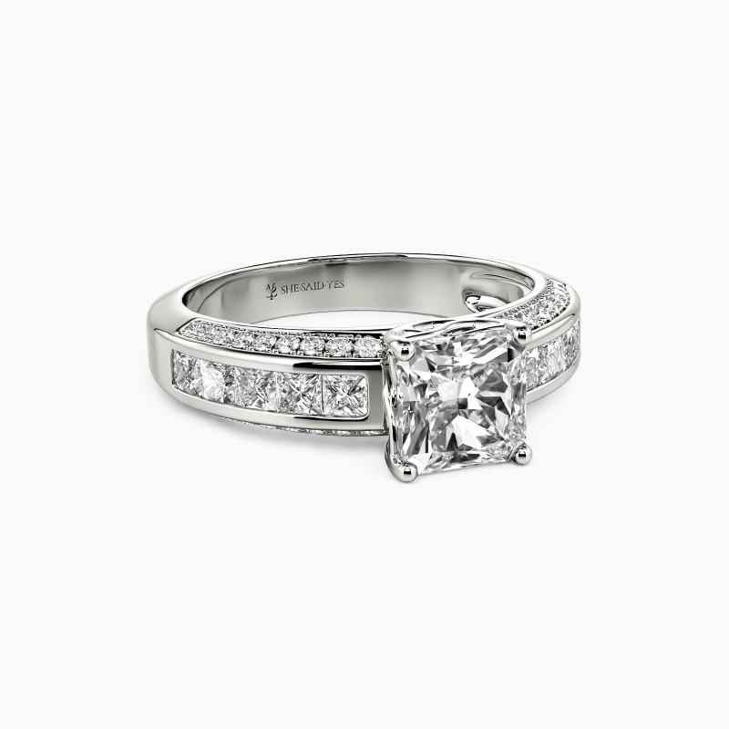 "Tune Of Love" Radiant Cut Side Stone Engagement Ring