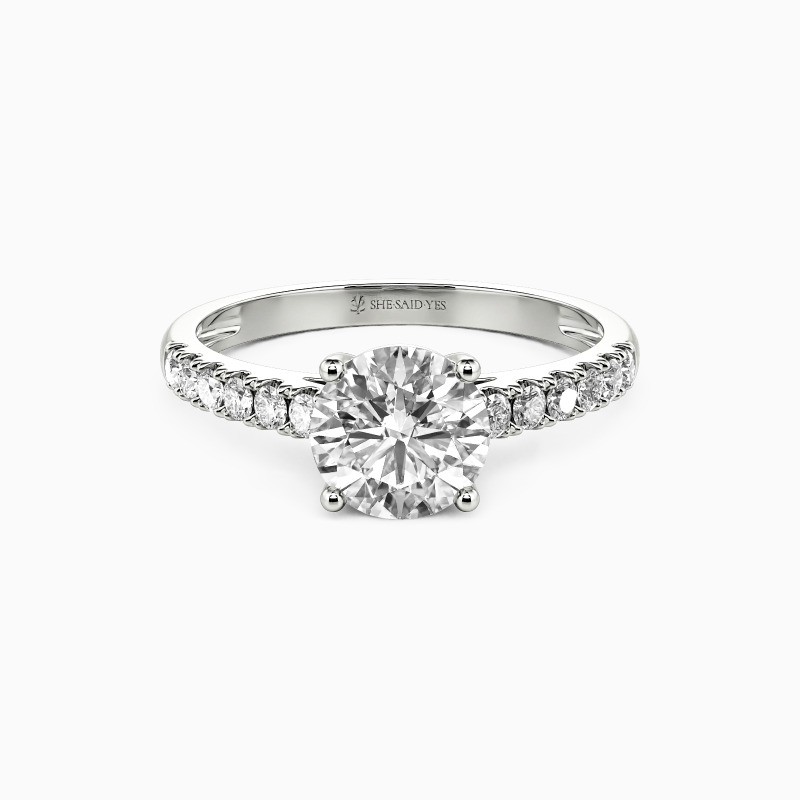 "Stand By Your Side" 1ct Round Cut Side Stone Engagement Ring