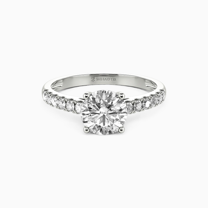 "Stand By Your Side" Round Cut Side Stone Engagement Ring