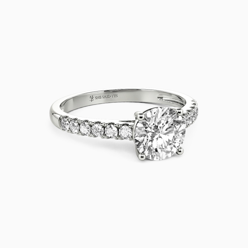 "Stand By Your Side" 1ct Round Cut Side Stone Engagement Ring
