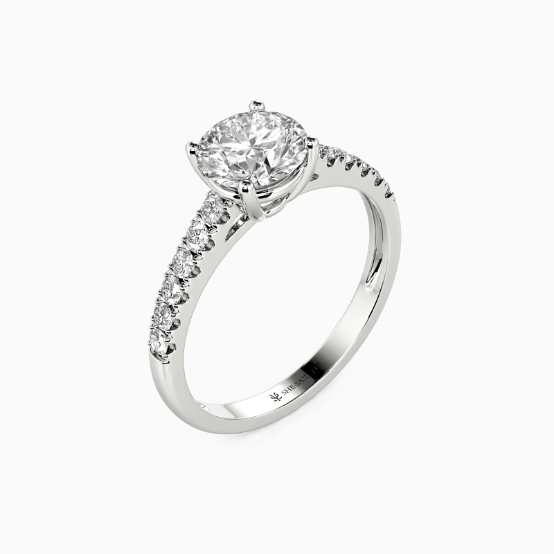 "Stand By Your Side" 1ct Round Cut Side Stone Engagement Ring