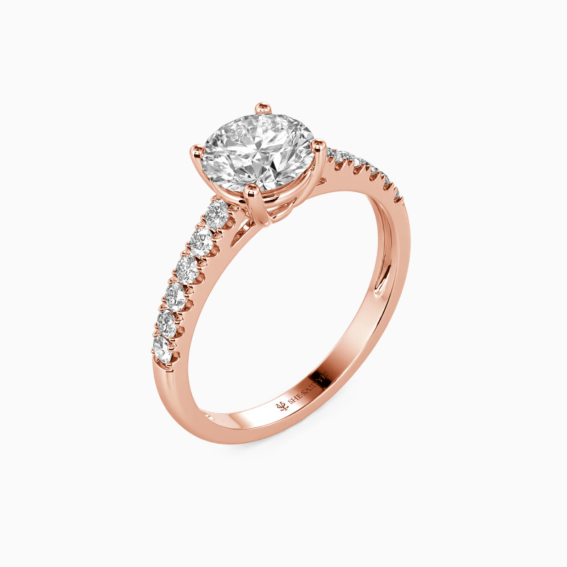 "Stand By Your Side" Round Cut Side Stone Engagement Ring