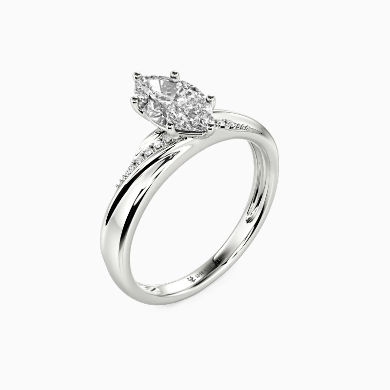 "My Forever Love" Marquise Cut Side Stone Engagement Ring