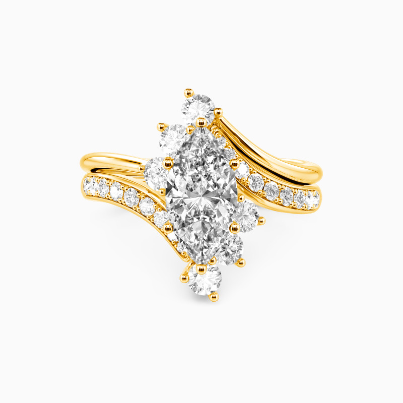 "You Are My Life" Marquise Cut 2pcs Cluster Bridal Set
