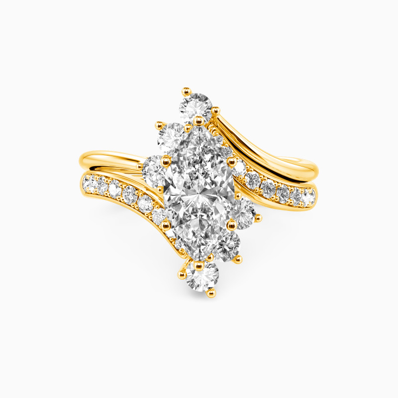 "You Are My Life" Marquise Cut 2pcs Cluster Bridal Set