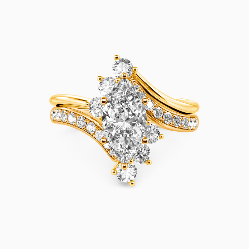"You Are My Life" Marquise Cut 2pcs Cluster Bridal Set