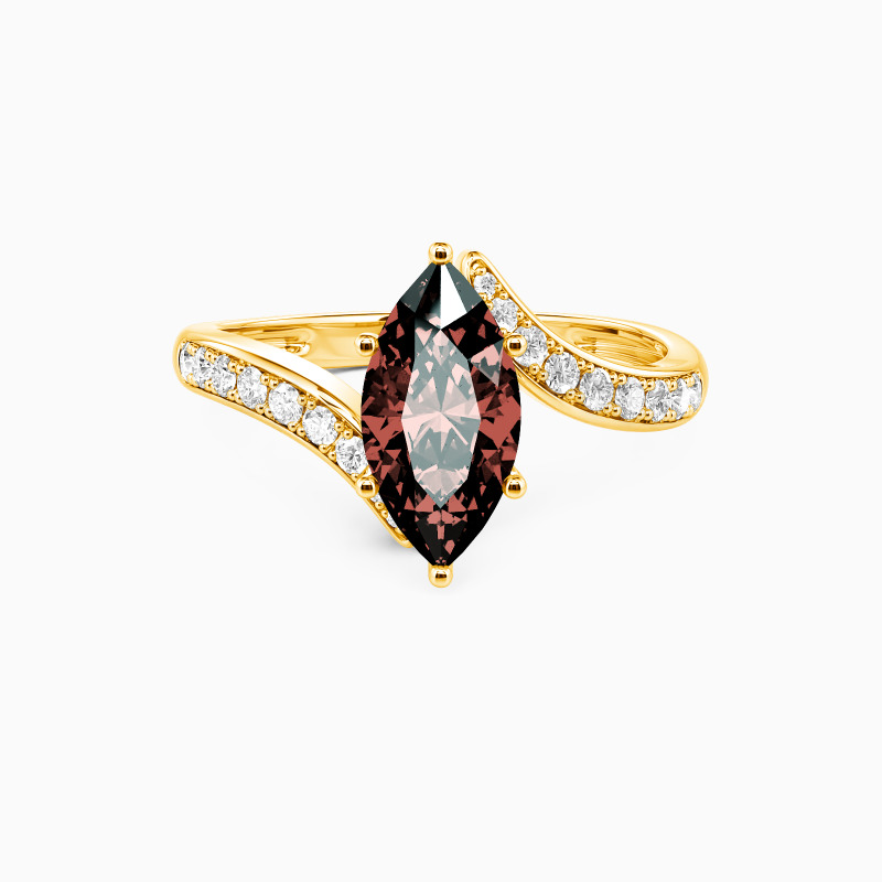 "You Are My Life" Marquise Cut Sculptural Side Stone Engagement Ring