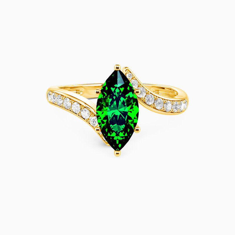 "You Are My Life" Marquise Cut Sculptural Side Stone Engagement Ring