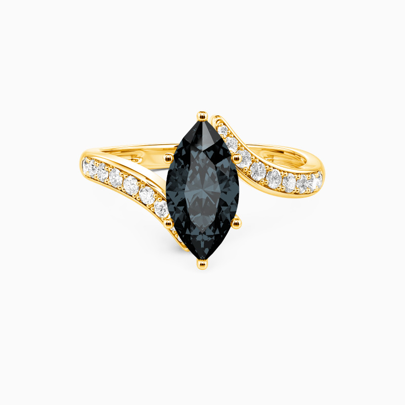 "You Are My Life" Marquise Cut Sculptural Side Stone Engagement Ring