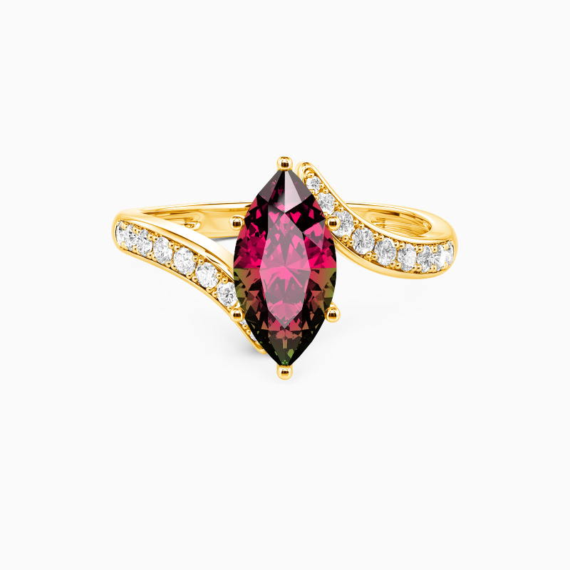 "You Are My Life" Marquise Cut Sculptural Side Stone Engagement Ring