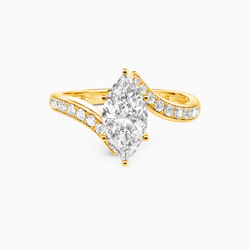 "You Are My Life" Marquise Cut Sculptural Side Stone Engagement Ring