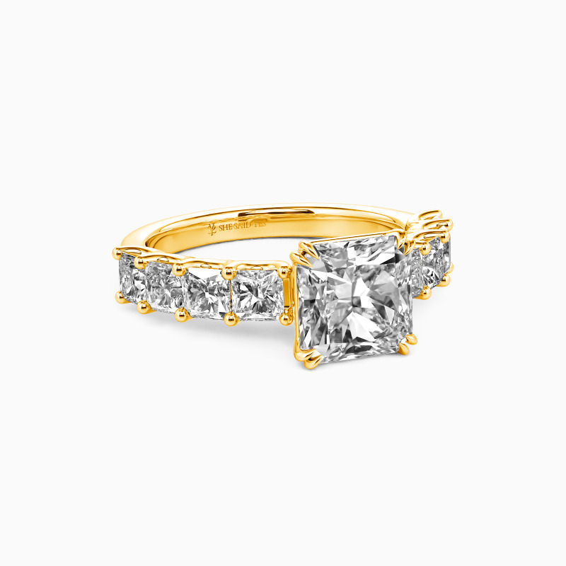 "Ready To Love" Radiant Cut Side Stone Engagement Ring