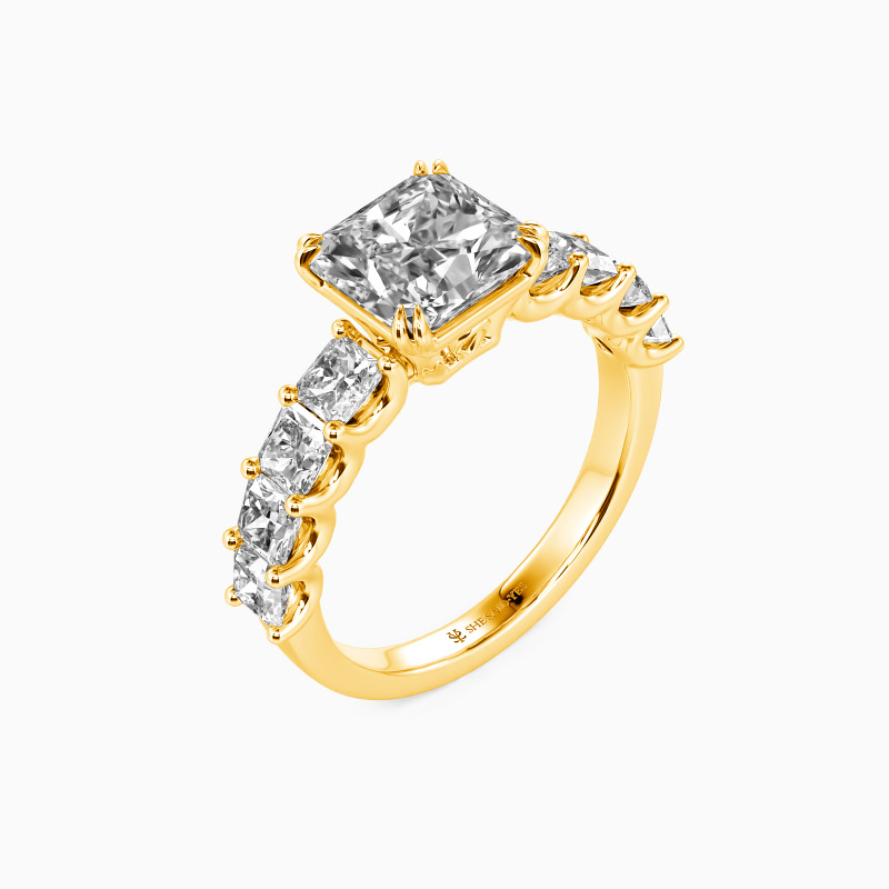 "Ready To Love" Radiant Cut Side Stone Engagement Ring