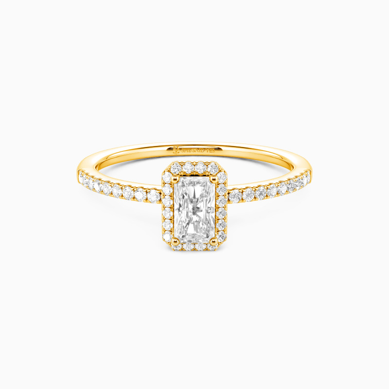 "Vision d'Amour" Bague de fiançailles Halo 0,4 ct taille Radiant