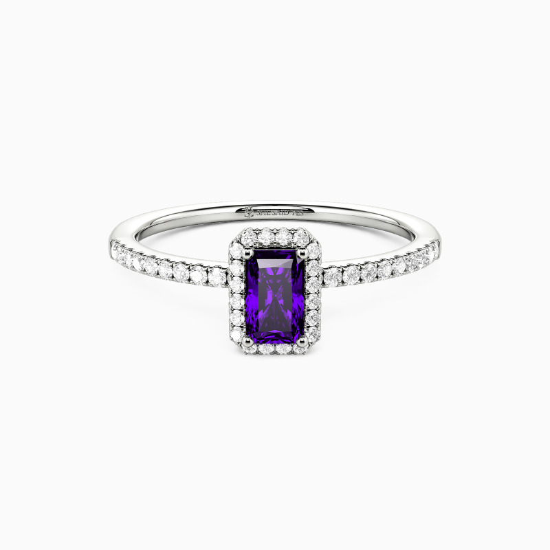 "Vision d'Amour" Bague de fiançailles Halo 0,4 ct taille Radiant