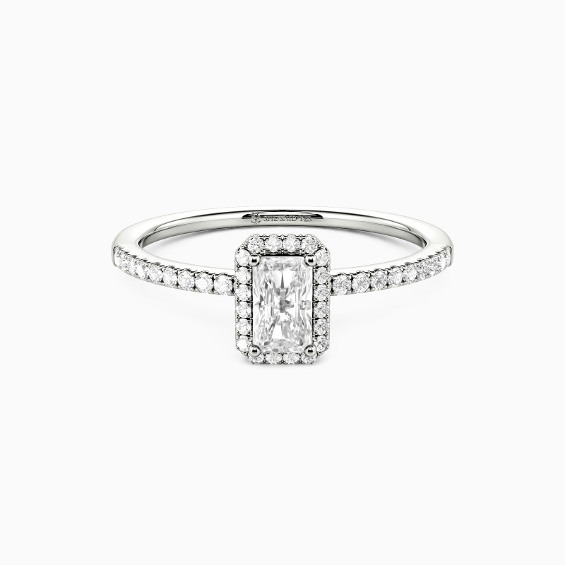 "Vision d'Amour" Bague de fiançailles Halo 0,4 ct taille Radiant