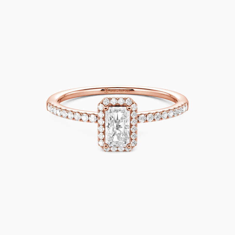 "Vision d'Amour" Bague de fiançailles Halo 0,4 ct taille Radiant