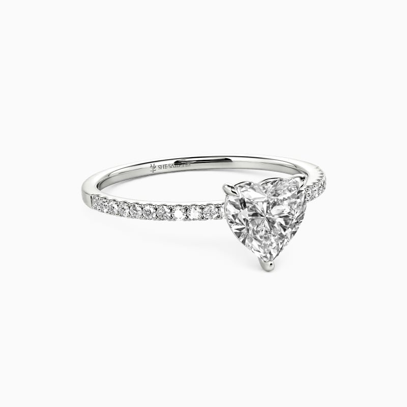 "You're Magical" 0.8ct Heart Cut Side Stone Engagement Ring