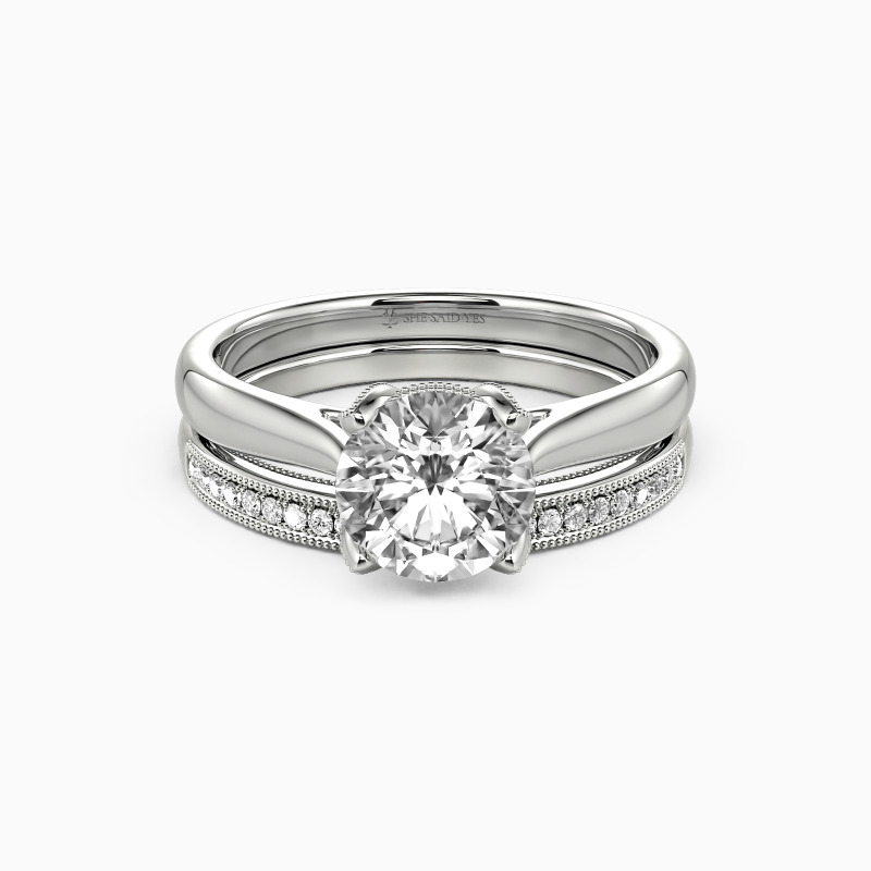 "Touch My Soul" Round Cut 2pcs Bridal Set