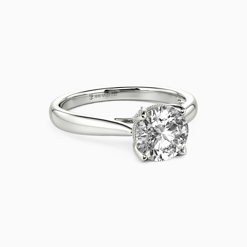 "Touch My Soul" Round Cut Side Stone Engagement Ring
