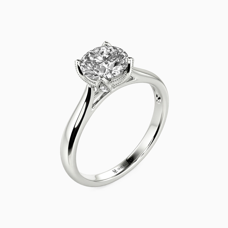 "Touch My Soul" Round Cut Side Stone Engagement Ring