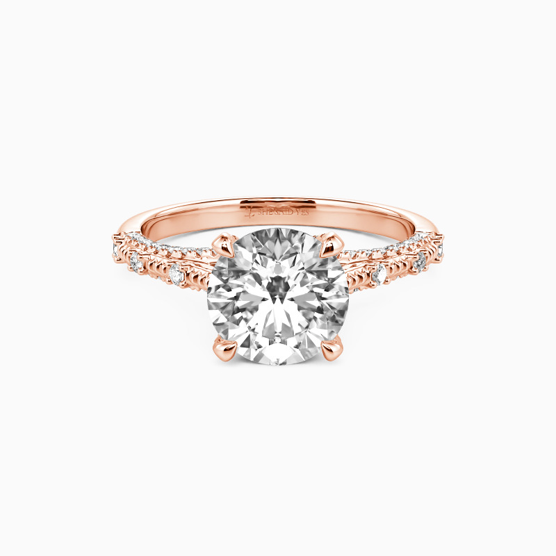 "Only Love" Round Cut Side Stone Engagement Ring