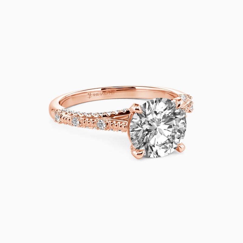 "Only Love" Round Cut Side Stone Engagement Ring