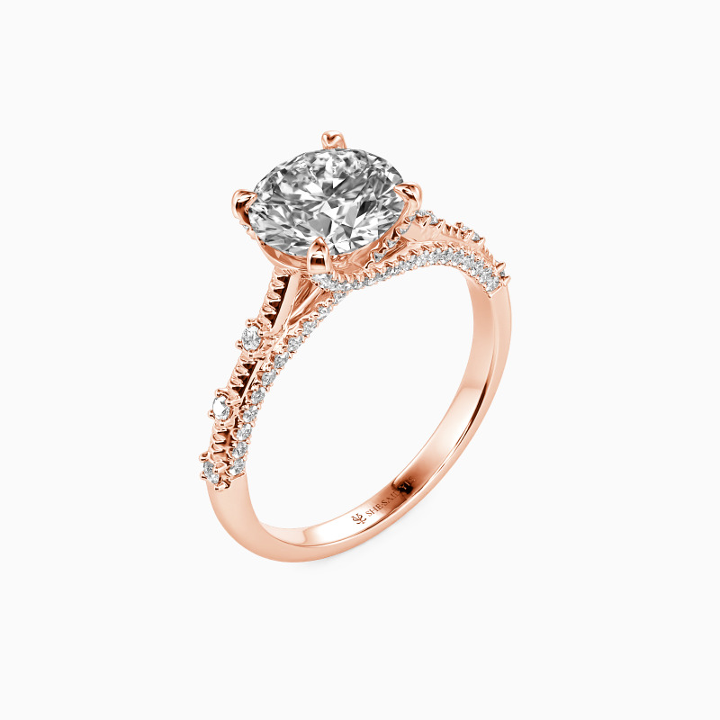"Only Love" Round Cut Side Stone Engagement Ring