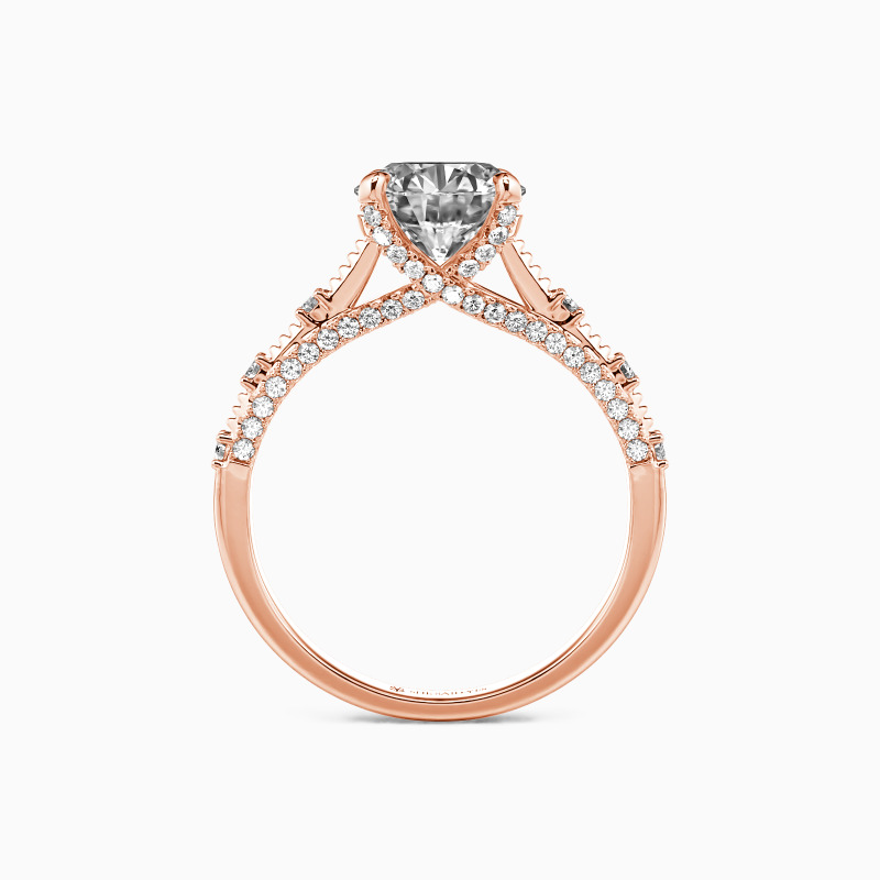 "Only Love" Round Cut Side Stone Engagement Ring