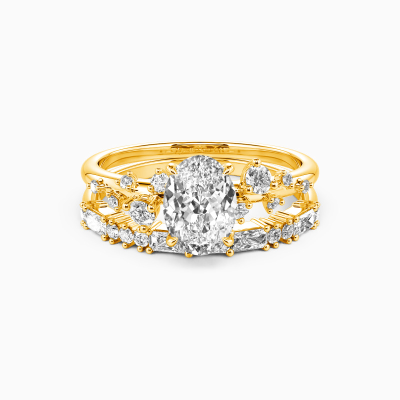 "Close to You" Oval Cut 2pcs Cluster Bridal Set
