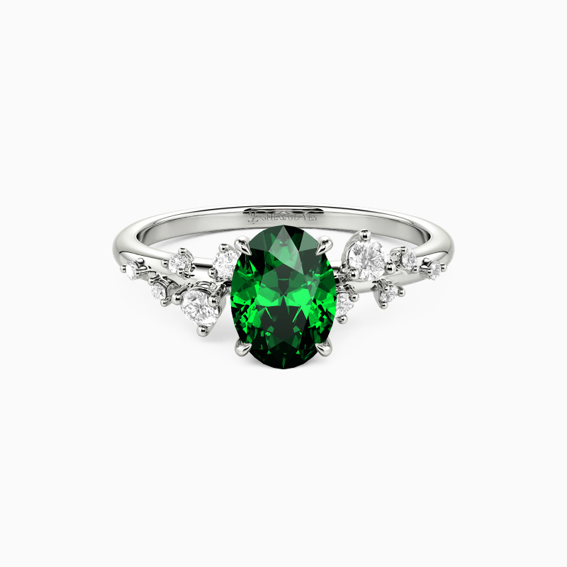 "Nah bei Dir" Verlobungsring 1,5 ct Ovaler Cluster-Steinschliff mit Seitensteinen