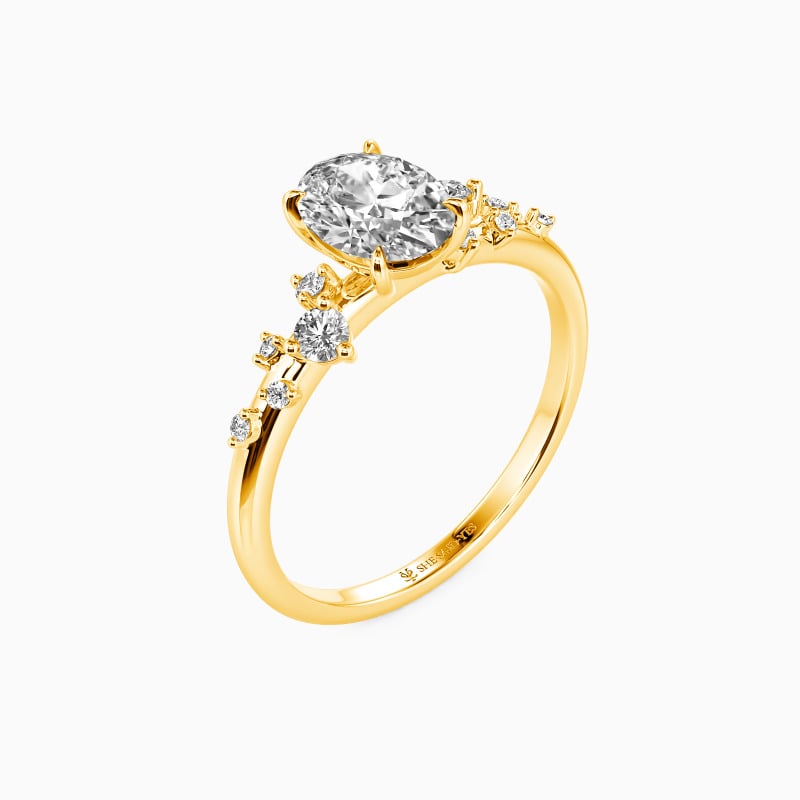 "Close to You" Oval Cut Side Stone Engagement Ring