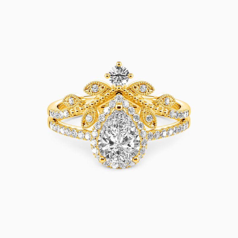 "Cheek To Cheek" Pear Cut 2pcs Bridal Set