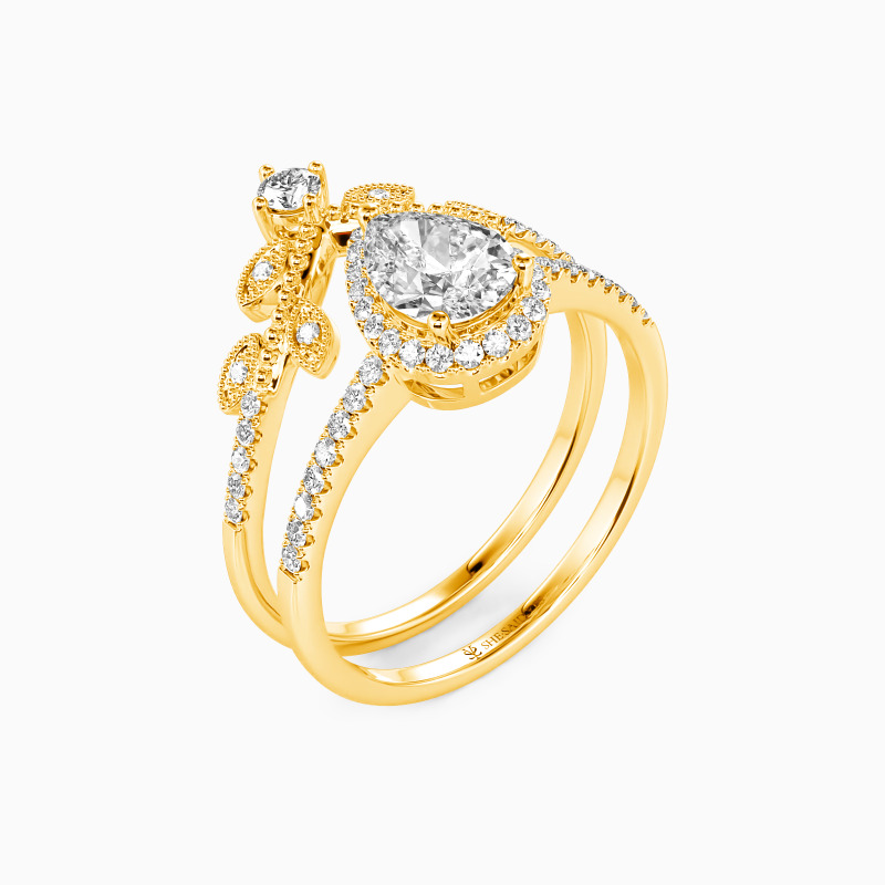 "Cheek To Cheek" Pear Cut 2pcs Bridal Set