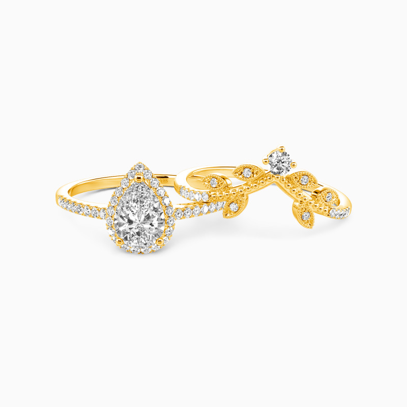 "Cheek To Cheek" Pear Cut 2pcs Bridal Set
