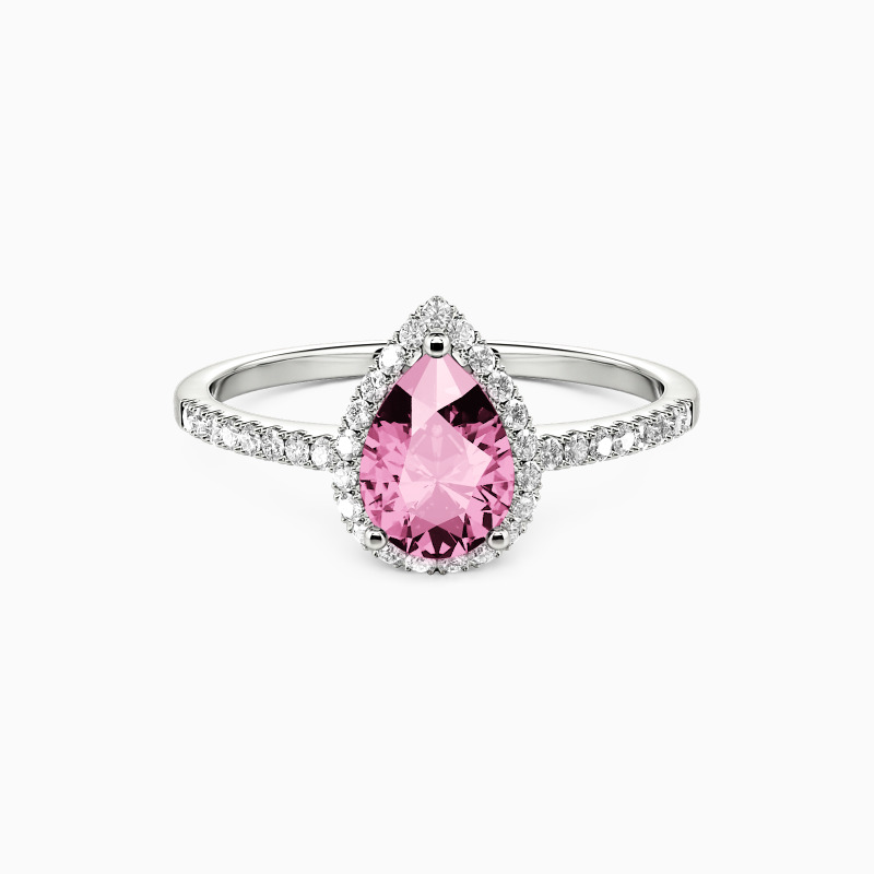 "Cheek To Cheek" 1ct Pear Cut Halo Engagement Ring