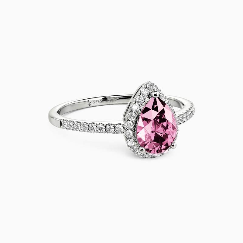 "Cheek To Cheek" 1ct Pear Cut Halo Engagement Ring
