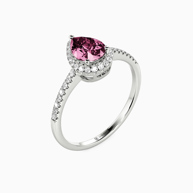 "Cheek To Cheek" 1ct Pear Cut Halo Engagement Ring