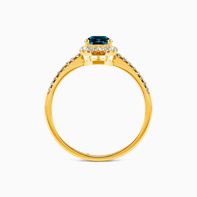 "Wange an Wange" 1.5 Karat Tropfen-Schliff Halo-Verlobungsring