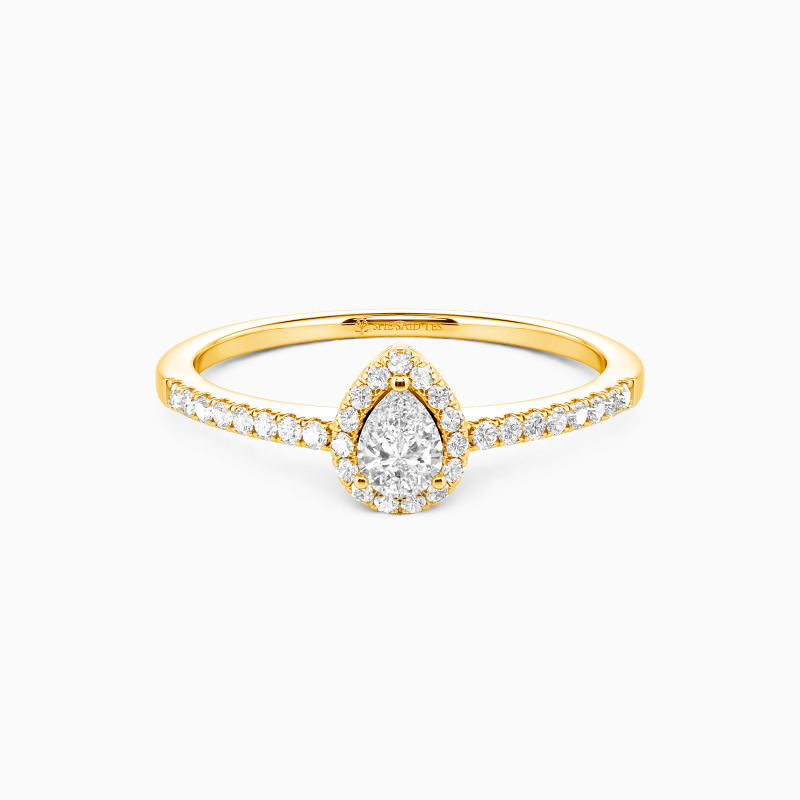 "Cheek to Cheek" 0.3ct Pear Cut Halo Engagement Ring