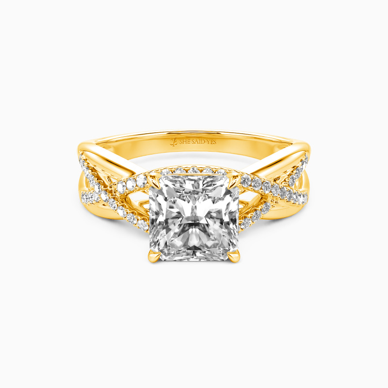 "Destined Duo" Radiant Cut Side Stone Engagement Ring